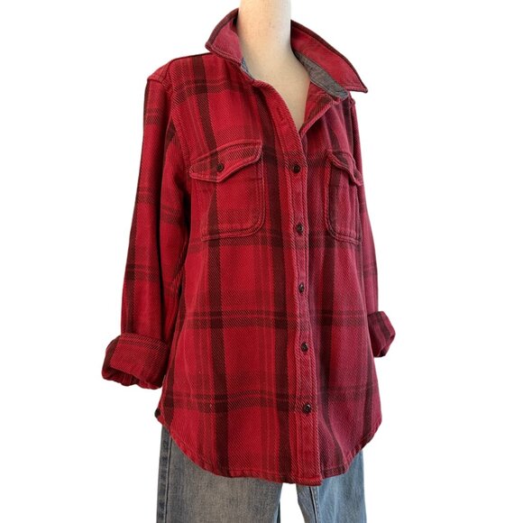 Outerknown Women's Blanket Shirt I Dusty Red Cusco Plaid I M/L - Picture 6 of 7